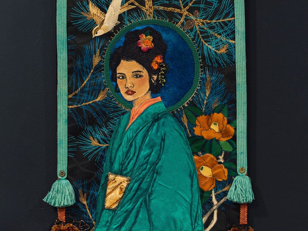 Shinto goddess 2025 textiles acrylic freehandembroidery on silk