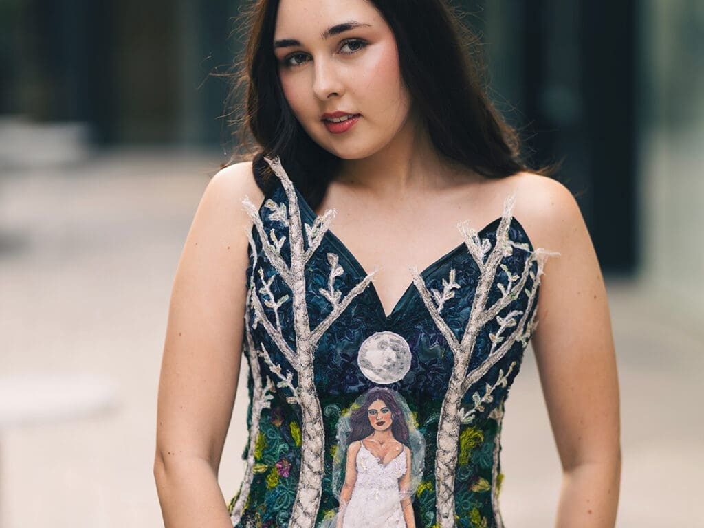 Silver bride 2025 textiles acrylic and freehand embroidery